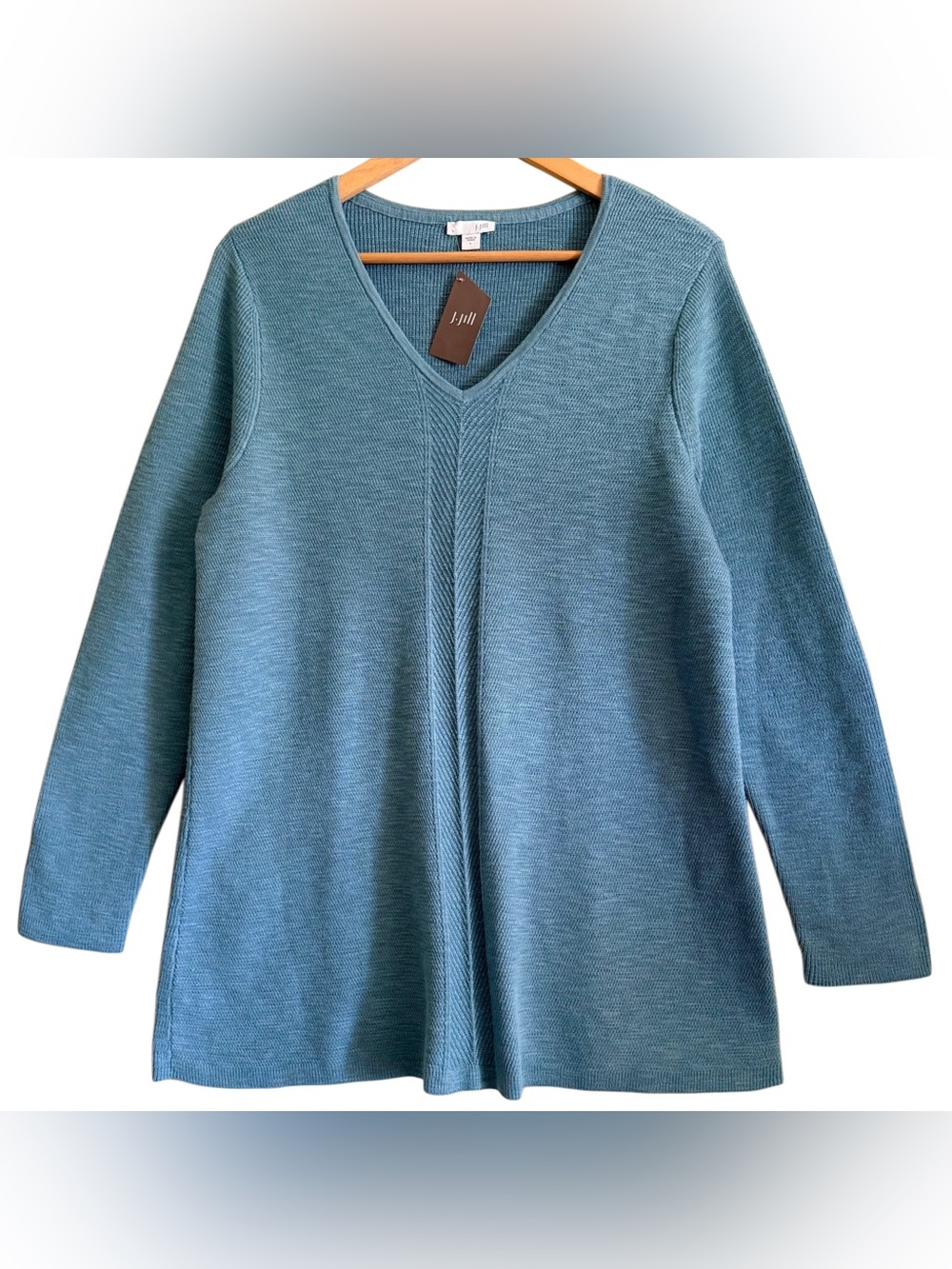 J. JILL Cotton Blend Minimalist Lagenlook Stretchy Chic Tunic Sweater Sz L NWT